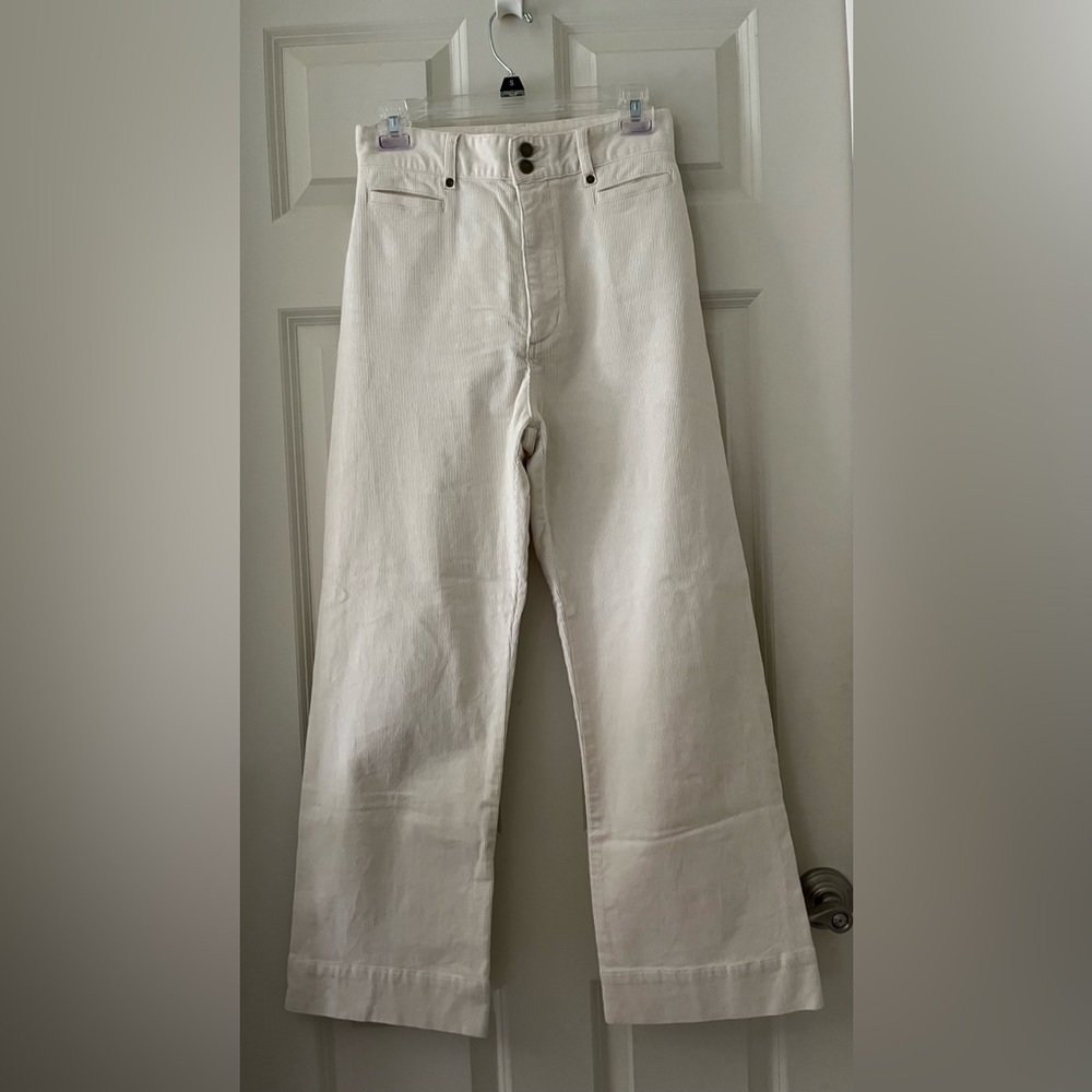 Women’s Ghanda Beverly Corduroy high rise wide leg cotton pants in cream size 8